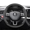 Suitable for Skoda Suede Matte Carbon Fiber Texture Steering Wheel Cover Suitable for Octavia 2 3 A7 1 Superb Roomster A5 