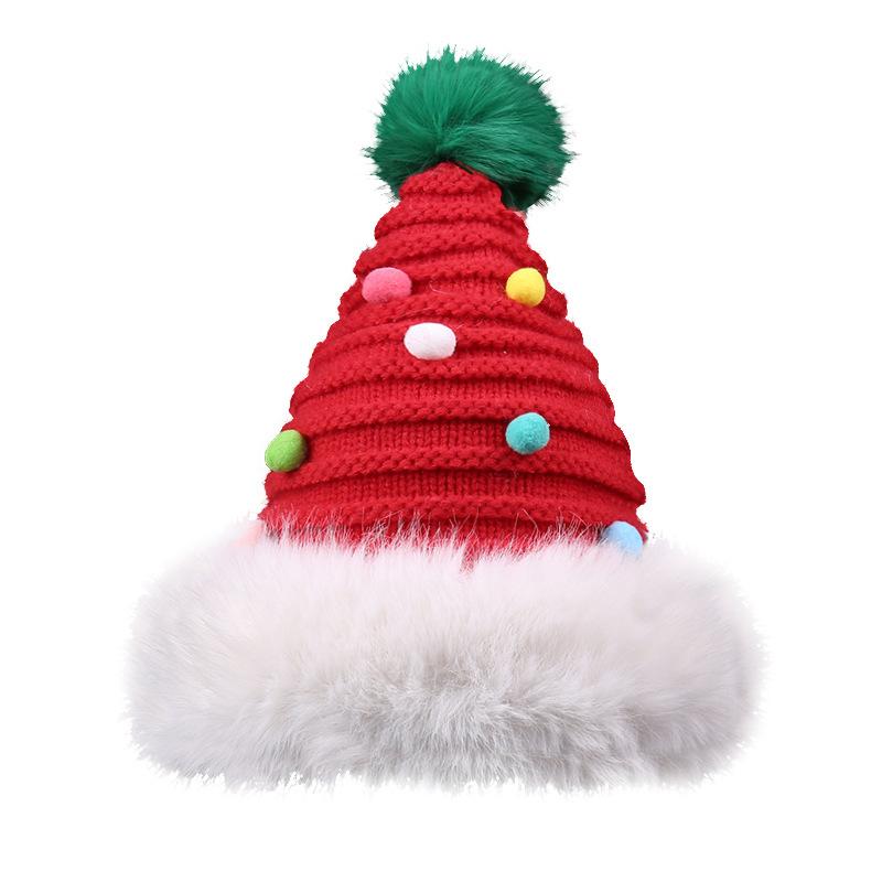Christmas new cute plush knitted hat plush festival red hat women's winter cold warm wool hat