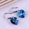 Korean Ocean Heart Blue Crystal S925 Silver Women's Earrings