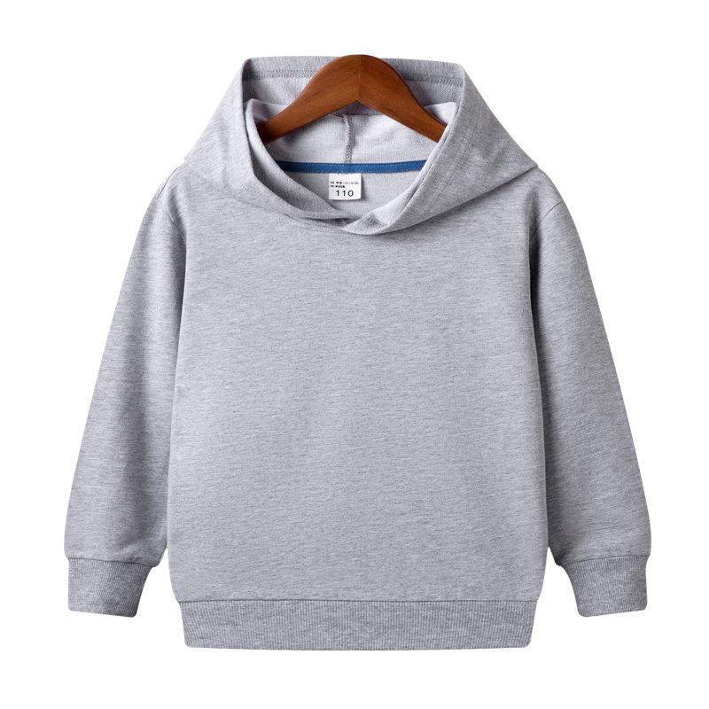 New Spring and Autumn Children's Hooded Pure Cotton Solid Color Sweat