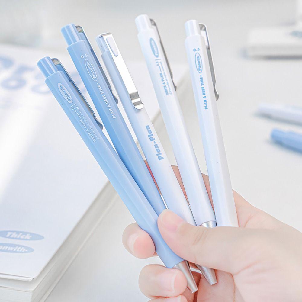 2Pcs/Box Creative ST Tip Gel Pen Press Type 0.5mm Black Ink Ballpoint Pen School Office Supplies Neutral Pen