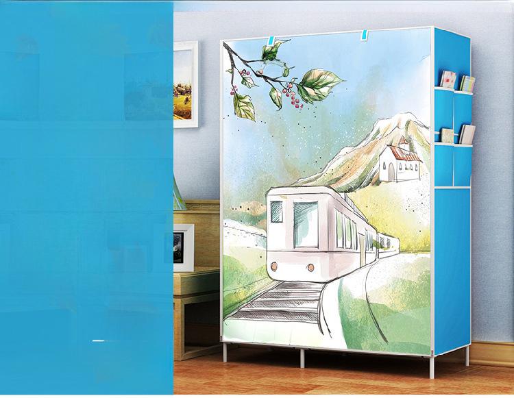 Simple Non-Woven Dustproof Folding Wardrobe with Steel Frame and Hanger