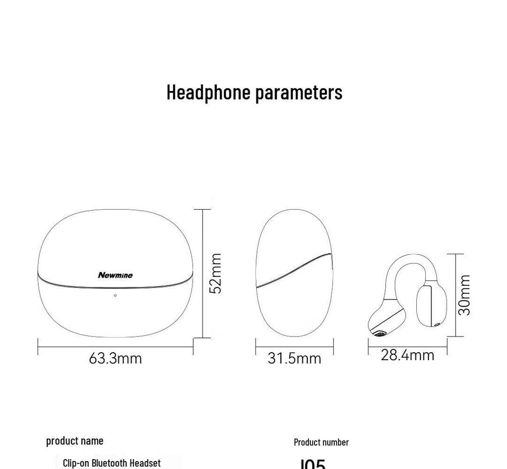 Newman OWS-J05 Wireless Clip-on Earphones: Noise Reduction, Sound Leakage Prevention, Bluetooth Flash Connect, Waterproof for Sports.