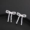 New Vintage Baroque Pearl Bow Earrings for Women Trend Geometric Oval Bead Stud Earrings Temperament Elegant Jewelry Party Gifts