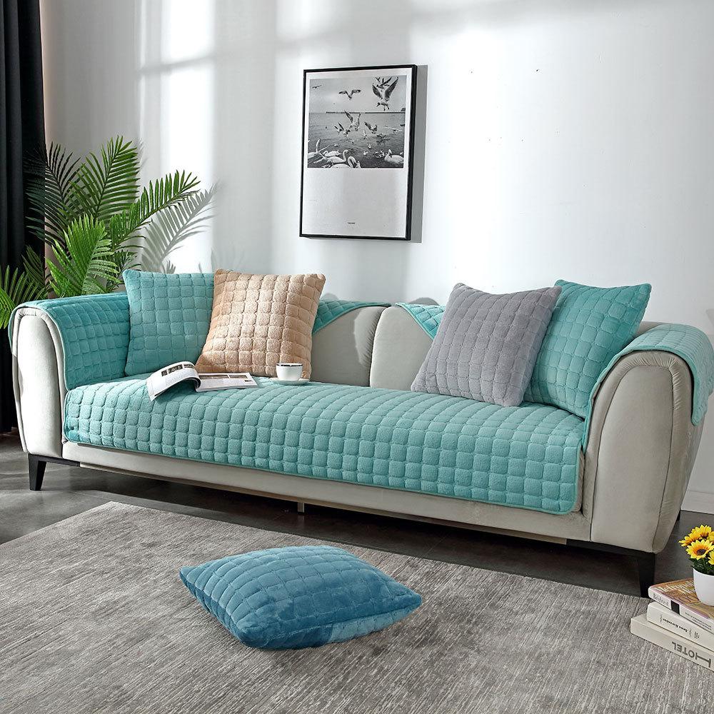 Herbst und Winter Neue verdickte rutschfeste Flanell-Sofakissen Plüschsofa Handtuch Sitzkissen
