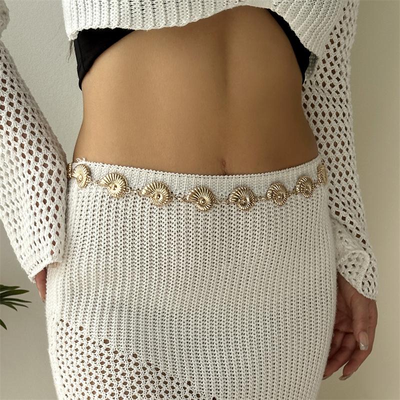 Metallic Summer Beach Conch Waist Chain Women Sexy Bikini Belly Body Chain Vacation Jewelry Accessories Gifts