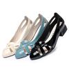 3cm Rundkopf Bequeme Weiche Lederschuhe Damen Sandalen Sommer 2025 Ausschnitt Lochschuhe Quadratische Absätze Sandalen Strand Mama