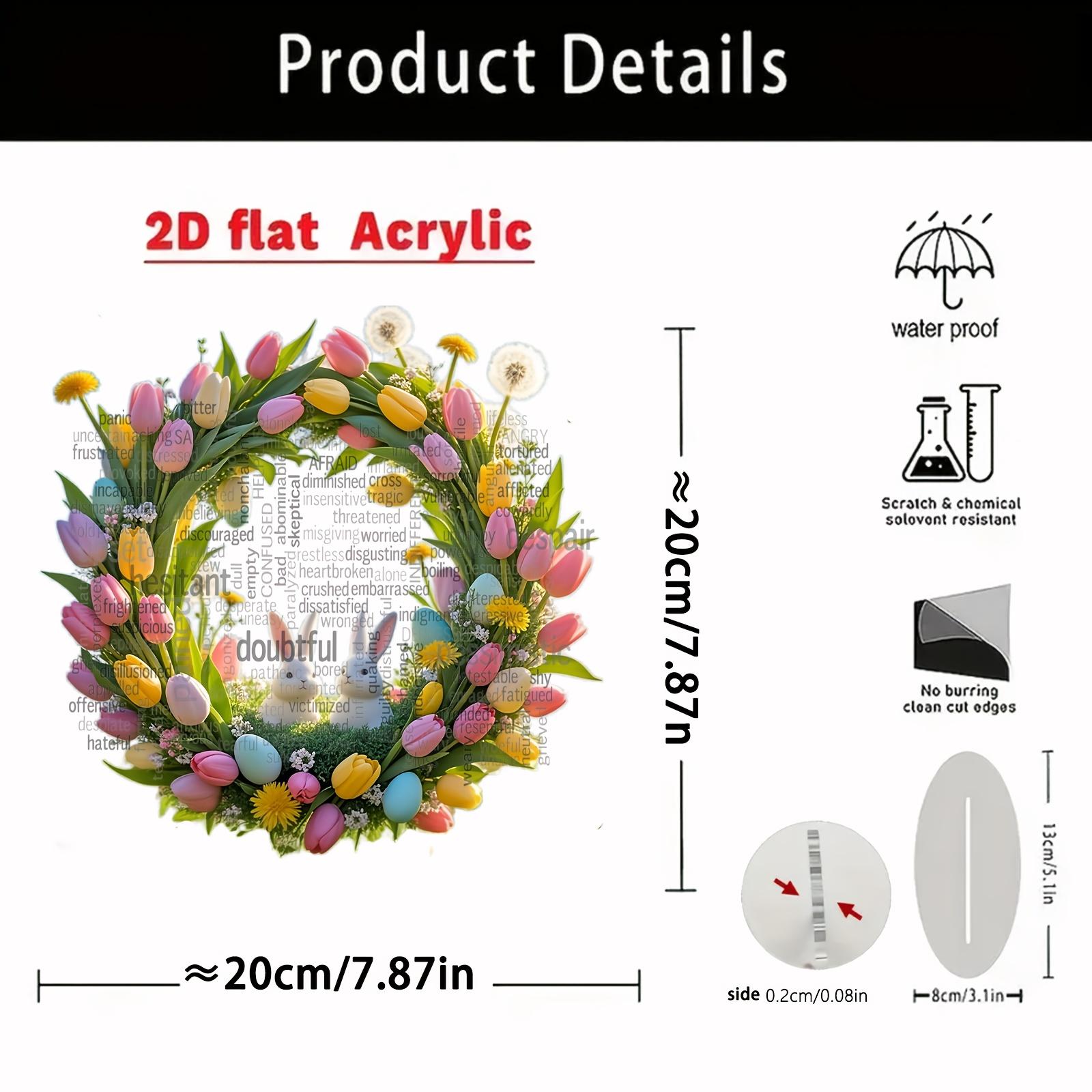 

1pcs Flat Acrylic Easter Egg Tulip Flower Wreath Hanging Decoration Classic Home Decoration Gift Garden Decorat Ornament 2D Flat