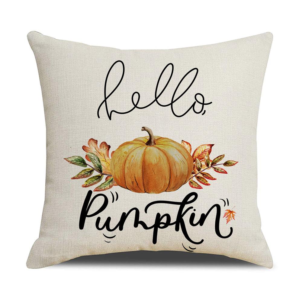New Pumpkin Maple Leaf Autumn Thanksgiving Pillow Ins Nordic Linen Cushion Cushion Cover Home Products