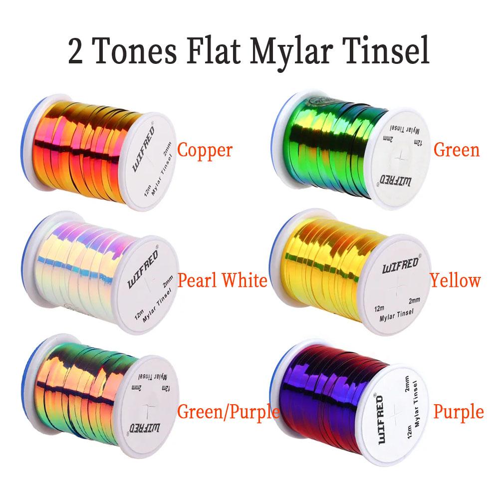 2mm 2 Tones Fly Tying Material Flat Mylar Tinsel for Streamer Flashback Nymphs Midge Body Rib Fishing Lure