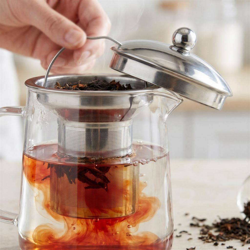 1.2 L Glass Jug With Steel Filter For Coffee, Tea, Herbs