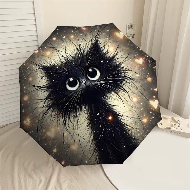 

1PC cat heart Automatic Open/Close Umbrella with Windproof, 8-Rib Sturdy Canopy, Durable Ribs, Fashionable Design,1279a