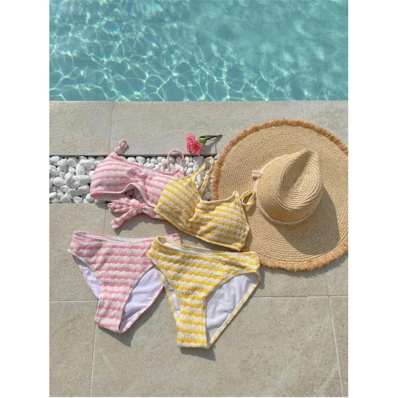 Factory High Sense Retro Simple Pure Desire Small Fragrance Suspender Bikini Split Swimsuit Women