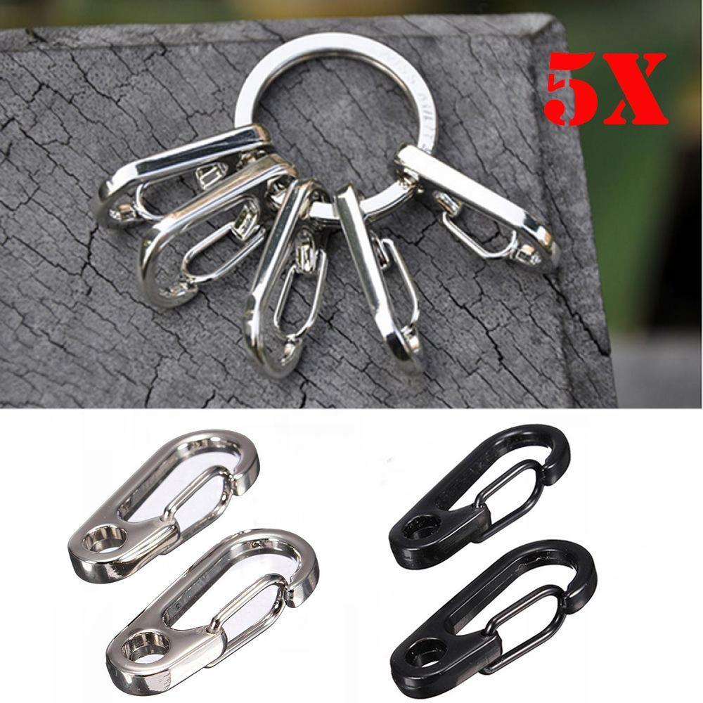 5 stücke EDC Keychain Clip Split Ring Edelstahl Karabiner Frühling Schnalle Schlüsselring