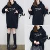 Updated Autumn and Winter Relaxed Fit Plush Sweatshirt for Women Pullover Mid-length Embroidered Letter Sweatshirt for Women