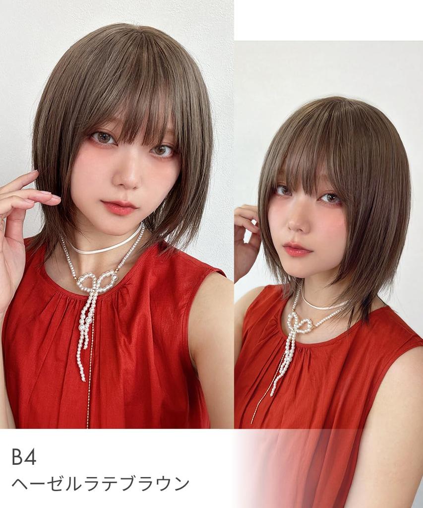 AQUADOLL MBK Matte Black Wig, Straight, Medium Bob, Layered, Blonde, Pink, High-Tone, Full Wig, Size L, wg362-L-MBK