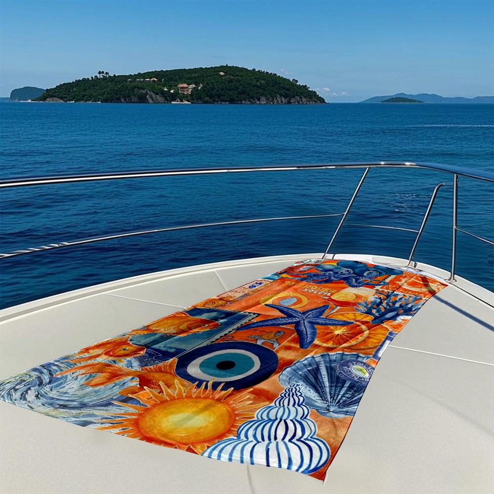 Coastal Collage Quick Drying Bath Towel Microfiber beach towel - light weight swimming camping yoga beach out
