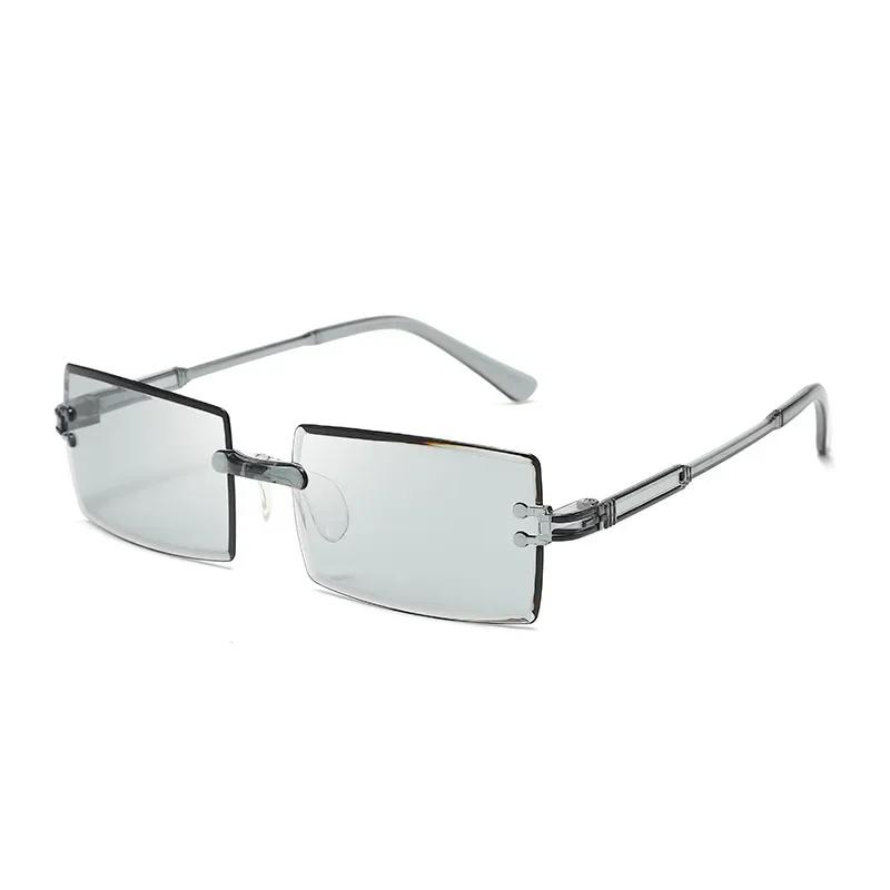 Ultralight Vintage Sunglasses for Women Men Square Rimless Outdoor Sunshades Gradient Candy Color Travel Sun Glasses for Female