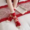 Chinese Style New Year Tube Socks Good Luck Red Cotton Socks Horse Year Red Socks  Gift