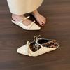 Flats Women Slippers Pointed Toe Bow Shallow Mules Shoes 2025 Summer Designer Walking Soft Slides Party Dress Female