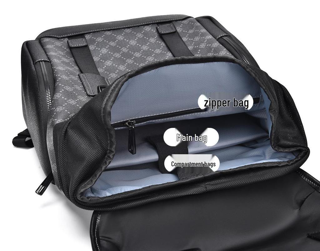 Men's Trendy High-End Business Laptop Backpack - Large Capacity Travel & Schoolbag with Old Flower Design