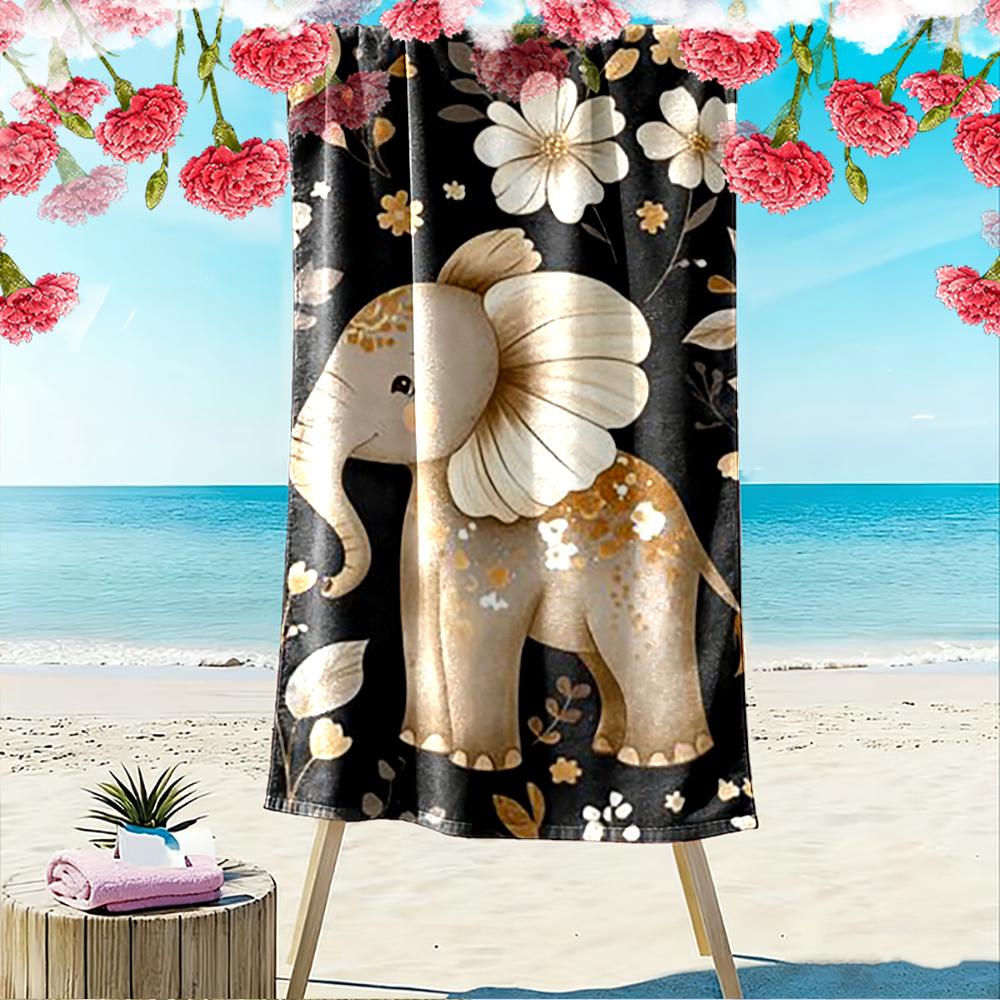 Süßer Elefant mit Blumenmuster Strandtuch schnelltrocknend für Reise Outdoor-Sport Joggen Strand und Schwimmen