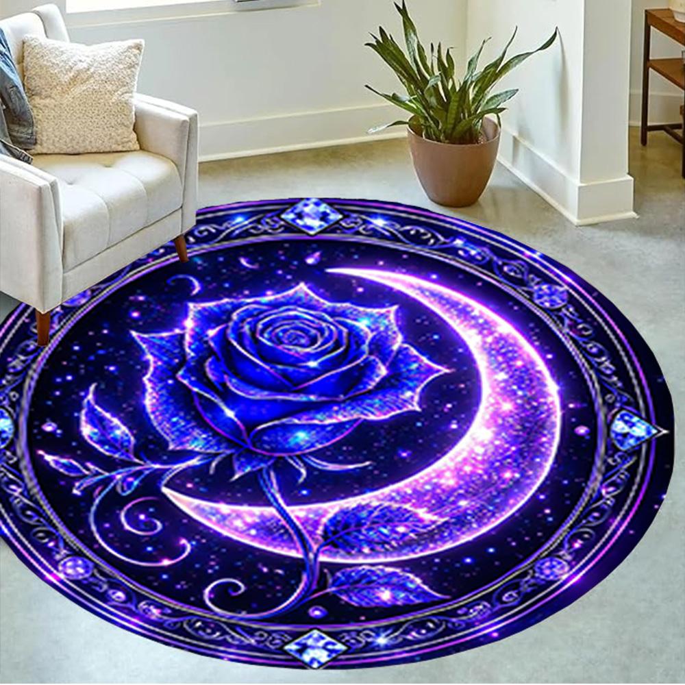 1pc Home Carpet with Stained Glass Design Non Slip Office Decor Gift Living Room Bedroom