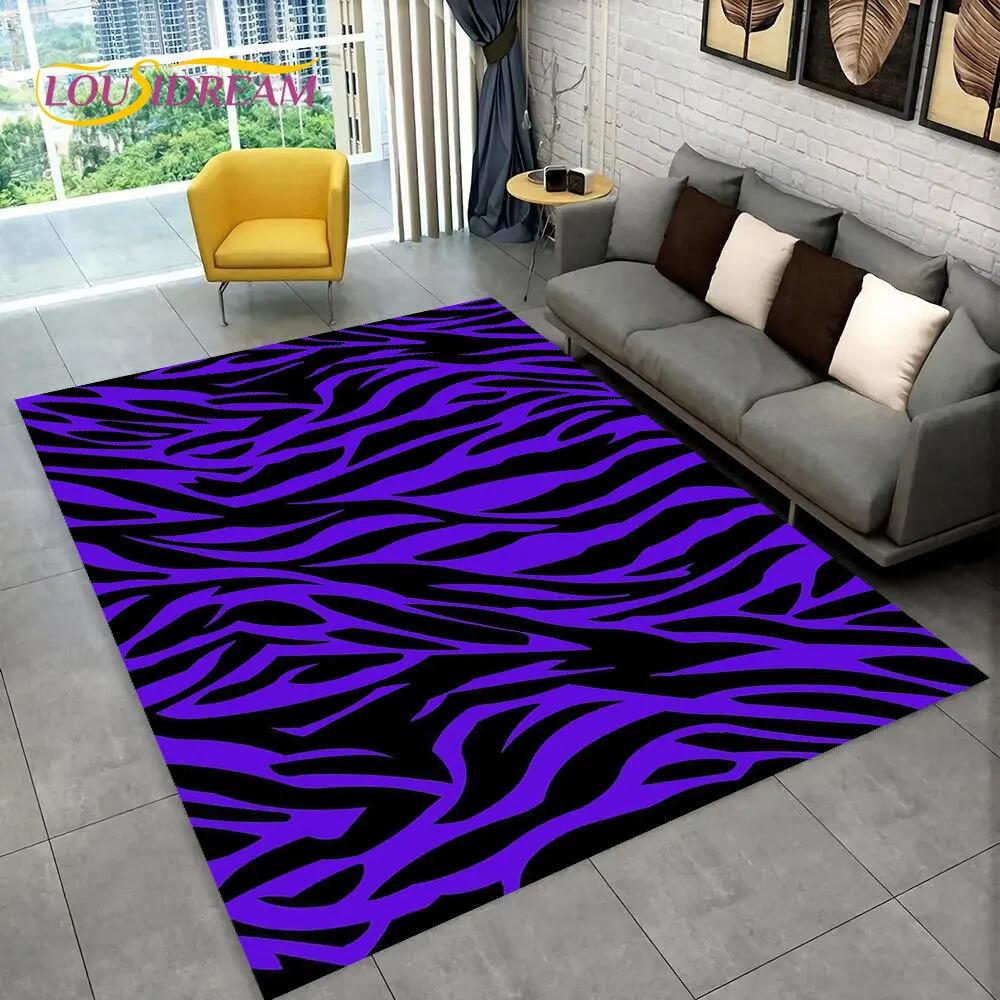 3D Colorful Zebra Pattern Area Rug,Carpet Rug for Living Room Bedroom Sofa Office Doormat Decoration, Kids Non-slip Floor Mat