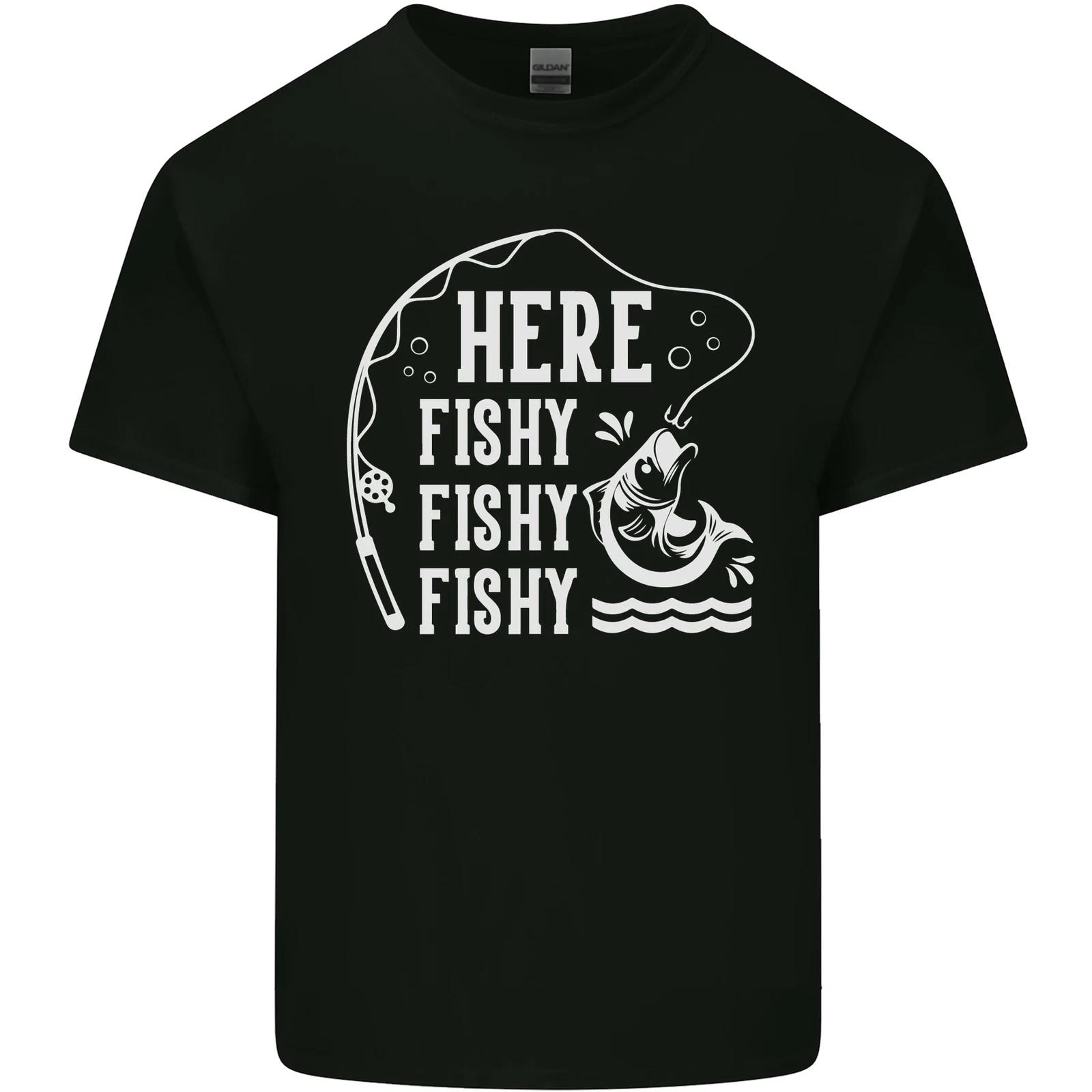 Here Fishy Fishy Funny Fishing Fisherman Kids T-Shirt Childrens S