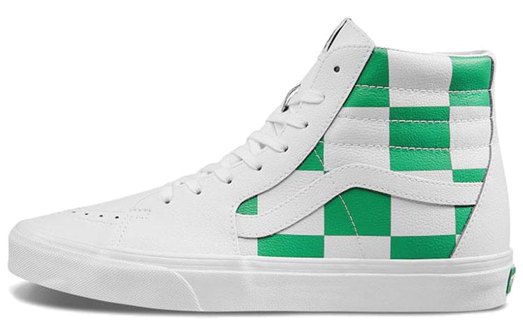 Vans Sk8-Hi Leather Check - True White Fern Green 35