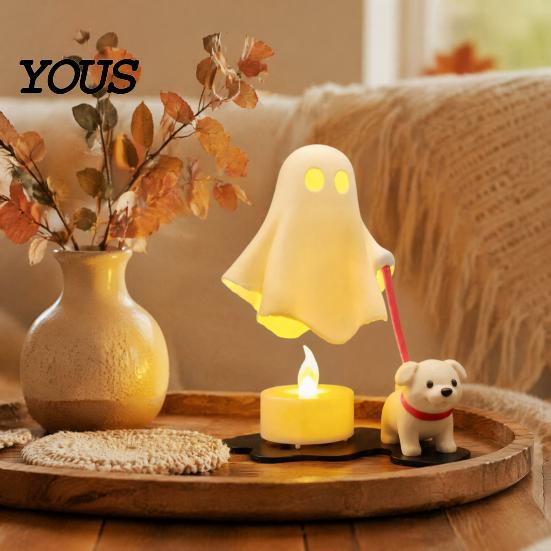 PLA Material Ghost Lamp Puppy Electronic Candle Ornament, LED Light, Simulated Warm Creative Holiday Gift Light Decor for Halloween Home Desktop Party