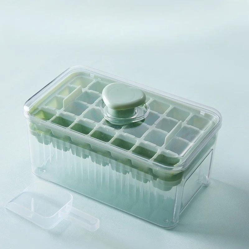 Ice Box with Ice Scoop Creative One-button Press-type Easy Release High-color Ice Box Ice Cube Mold for Chilling Whiskey DIY