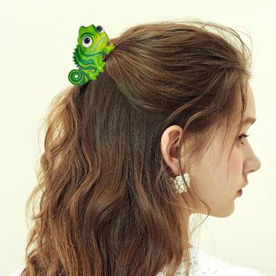 Tangled Chameleon Color-Changing Hair Clip| Strong Non-Slip Medium Hair Accessory with Green & Black Accents, Cute Animal Design