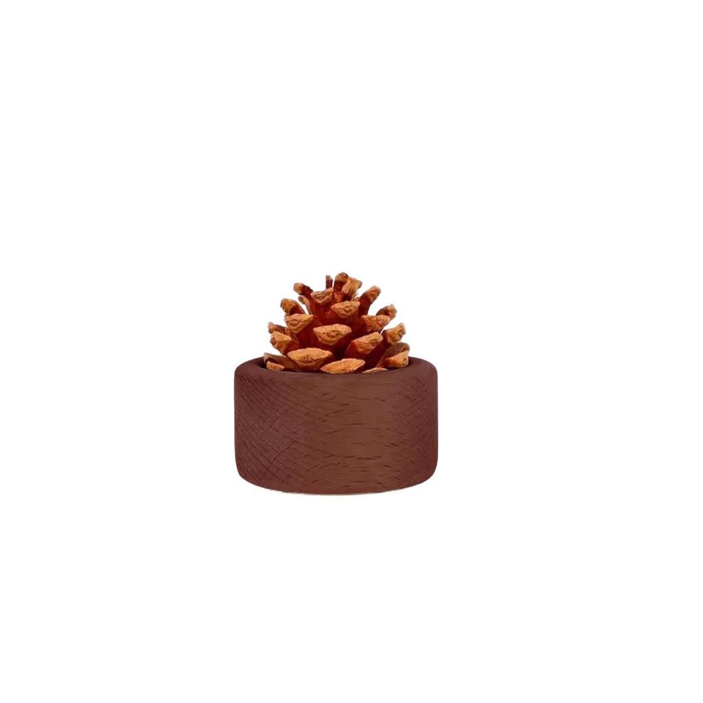 Beech Wood Pine Cone Aroma Diffuser - Flameless Aromatherapy Ornament for Home, Desktop, and Car.
