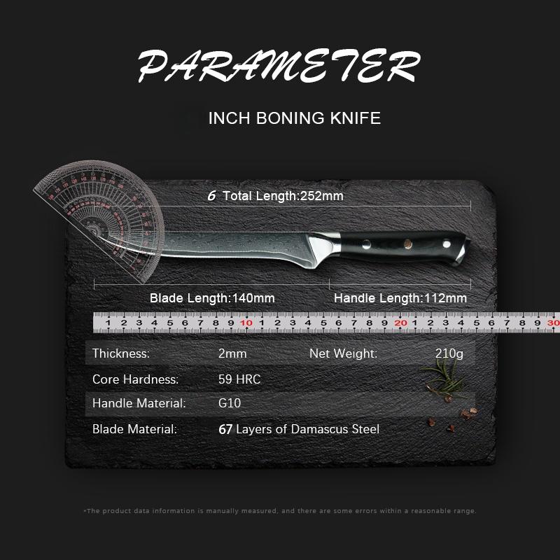 6" Inch Damascus Boning Cleaver Knife Set 67 Layer Damascus Japanese Knives Butcher Knife Professional Full Tang Filleting Meat