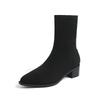 Waterproof Flyknit Mid-Calf Sock Boots with Pointed Toe & Platform - Japanese Style Fashion