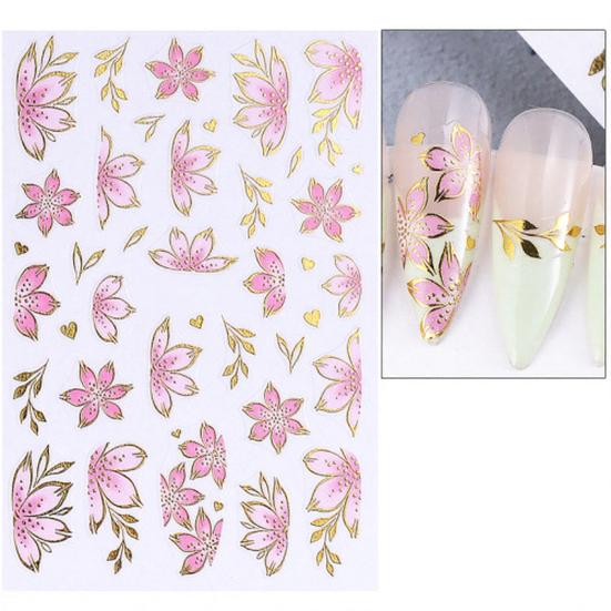 Floral Nail Art Stickers Self-adhesive Spring Summer Flower Pattern Women Manicure Decoration Decals Home Salon DIY Nail Supplies