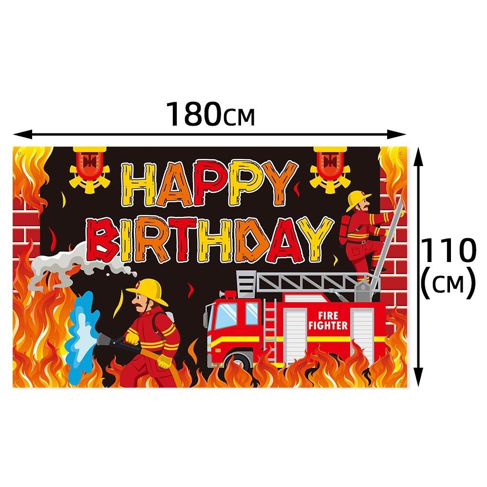 Cartoon Fire Themed Victory Party Decoration Background Banner And Photo Props