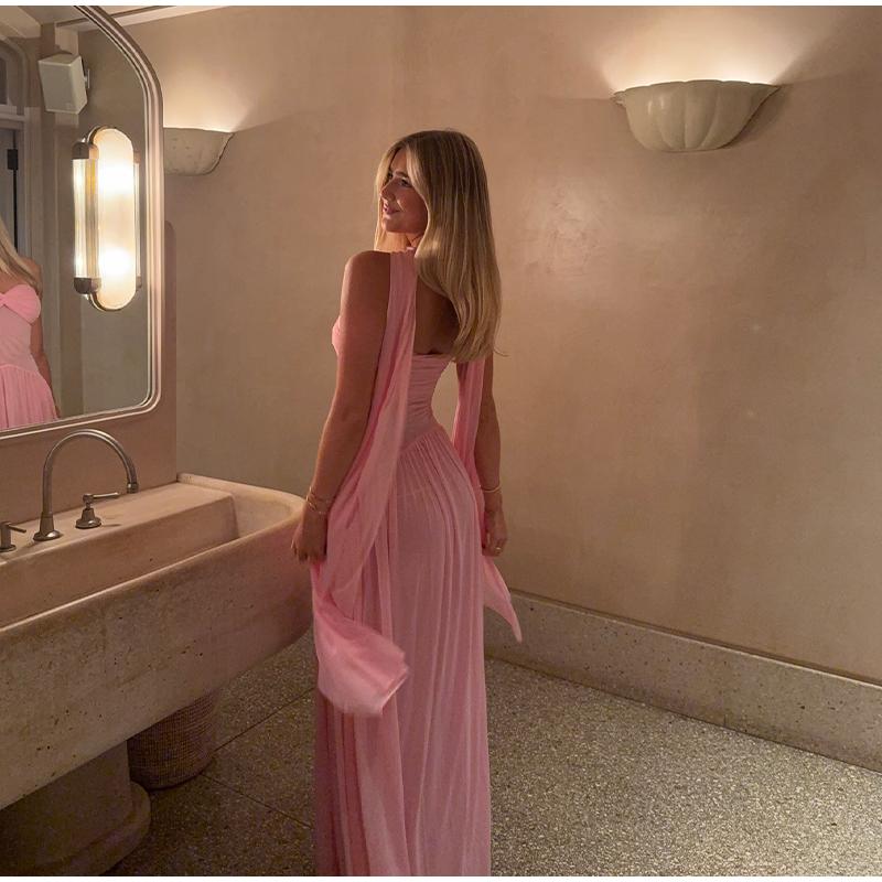 Vestido Largo de Primavera para Mujer con Calado, Flor 3D y Bajo con Volantes, Elegante, con Hombros Descubiertos y Espalda Descubierta, Vestidos Nuevos para Dama para Fiesta Callejera 2025