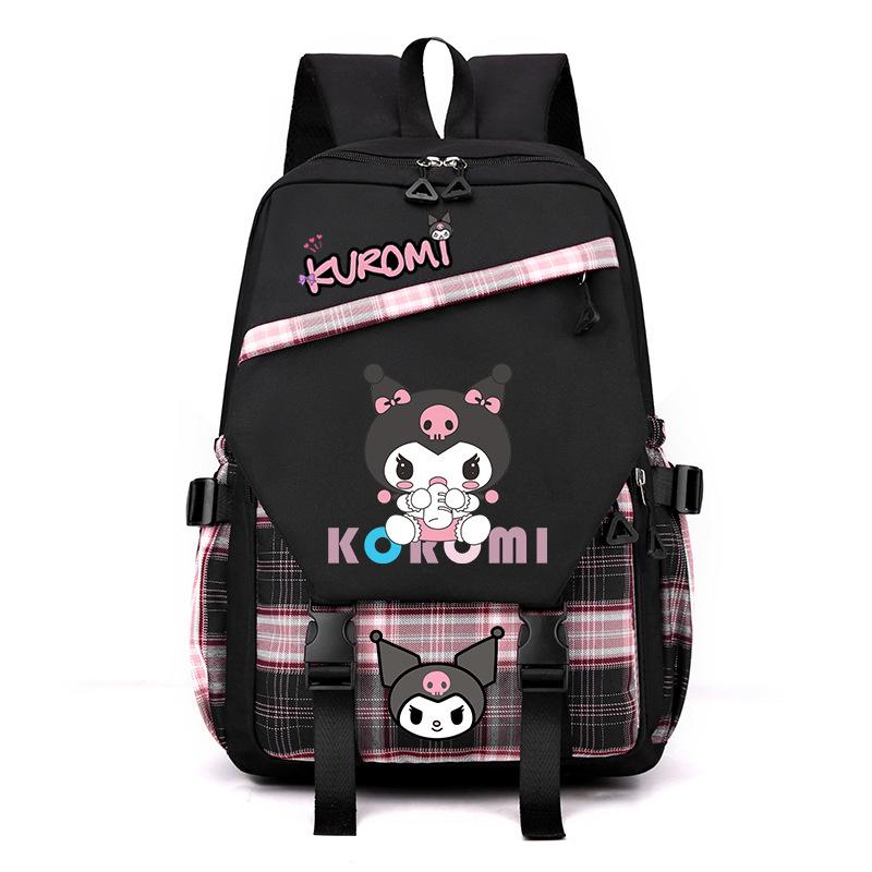 Cool Lomi Kuromi Backpack Student Schoolbag Anime Cartoon Print Junior High School High School Large Capacity Schoolbag