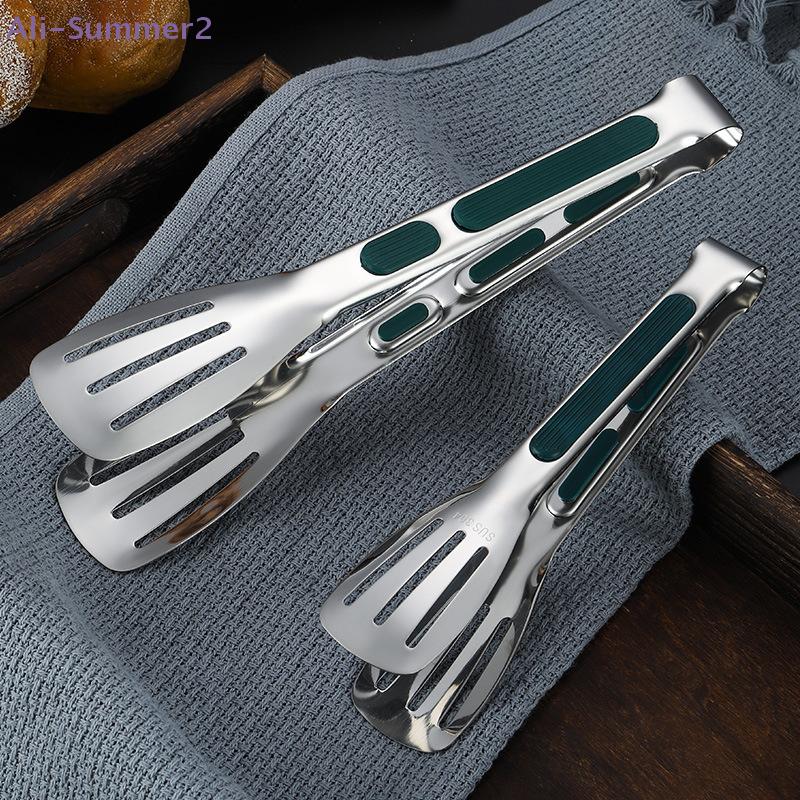 {Summer2} 9/12/14" Non Slip Stainless Steel Food Tongs Meat Salad Bread Clip Barbecue Grill Buffet Clamp Kitchen Cooking Tools