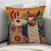 Modern Vintage Alpaca-Themed Pillowcase with Double-Sided Print and Zipper Closure