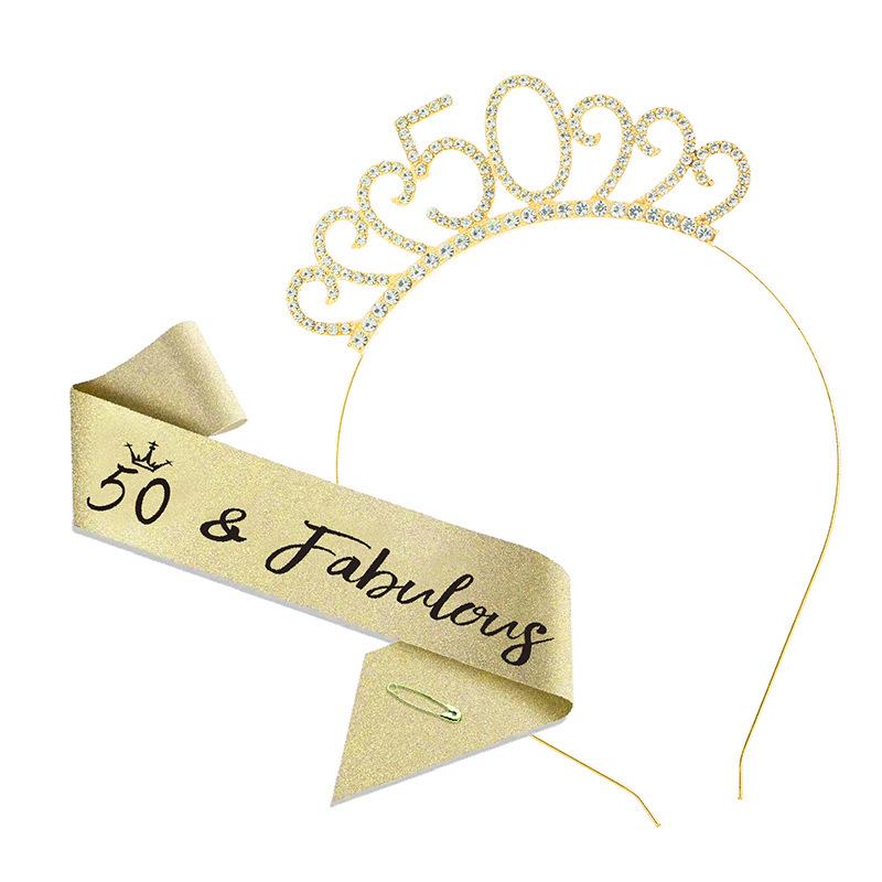 Cross-Border Digital Birthday Crown Set: Headdress, Party Shoulder Strap & Etiquette Belt Photo Prop for Girls