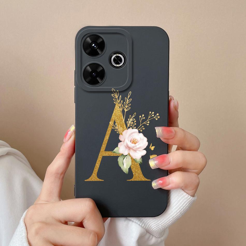 Elegant Case For Redmi 13 4G Personalized Letter Soft Liquid Silicone Protective Phone Cover For Xiaomi Redmi13 Shell Funda Capa