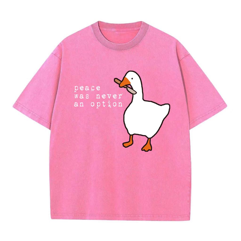 Mír nikdy nebyl možností Retro prané vintage tričko s potiskem Vtipné oversized topy Harajuku Klobouk Šňůrka Tričko