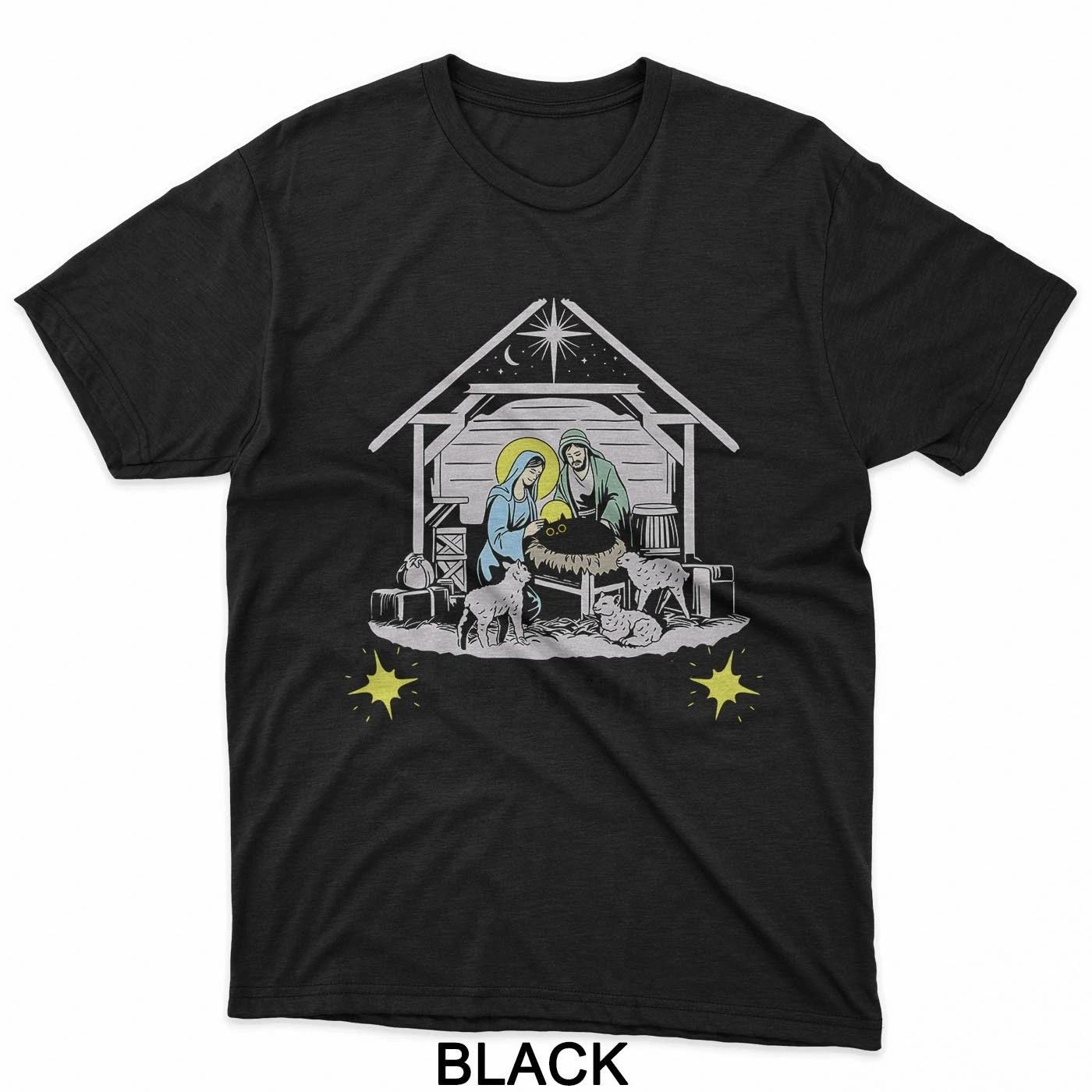 

Meow-Siah Messiah Black Cat As A Baby Jesus T-Shirt M