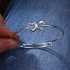 Stainless Steel Double Heart Retro Buckle Bangle Korean Style Bracelet Fashion Jewelry Women Bangle