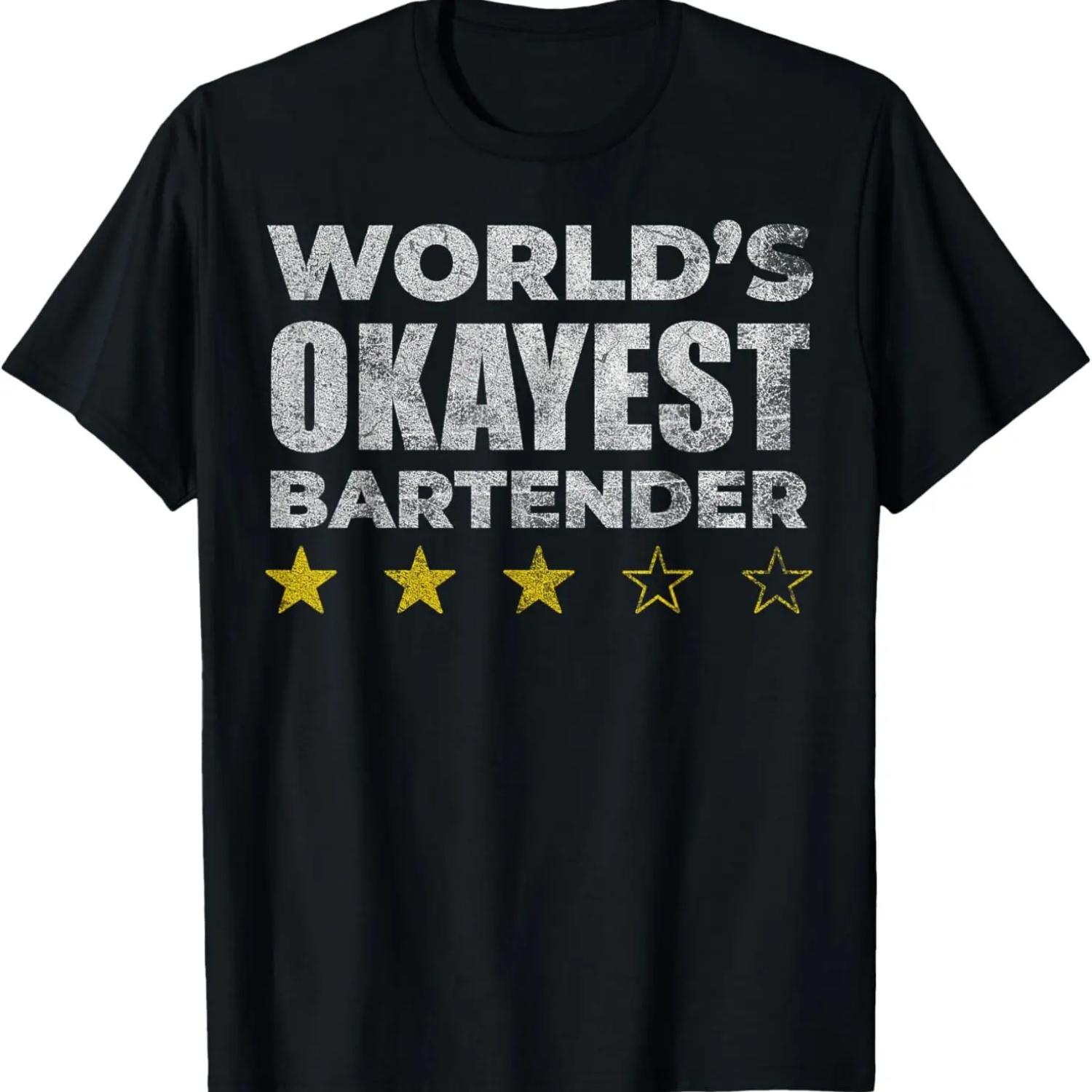 

Funny Worlds Okayest Bartender - Vintage Style T-Shirt XXXXXL чорний