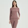 Solid Color Double-Sided Brushed Warm Base Layer Set for Women & Men - Round Neck Top & Pants for Autumn