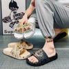 Large Size Summer Style Simple Lightweight EVA Couple Thick Sole One-Strap Outdoor Beach Slippers for Men and Women